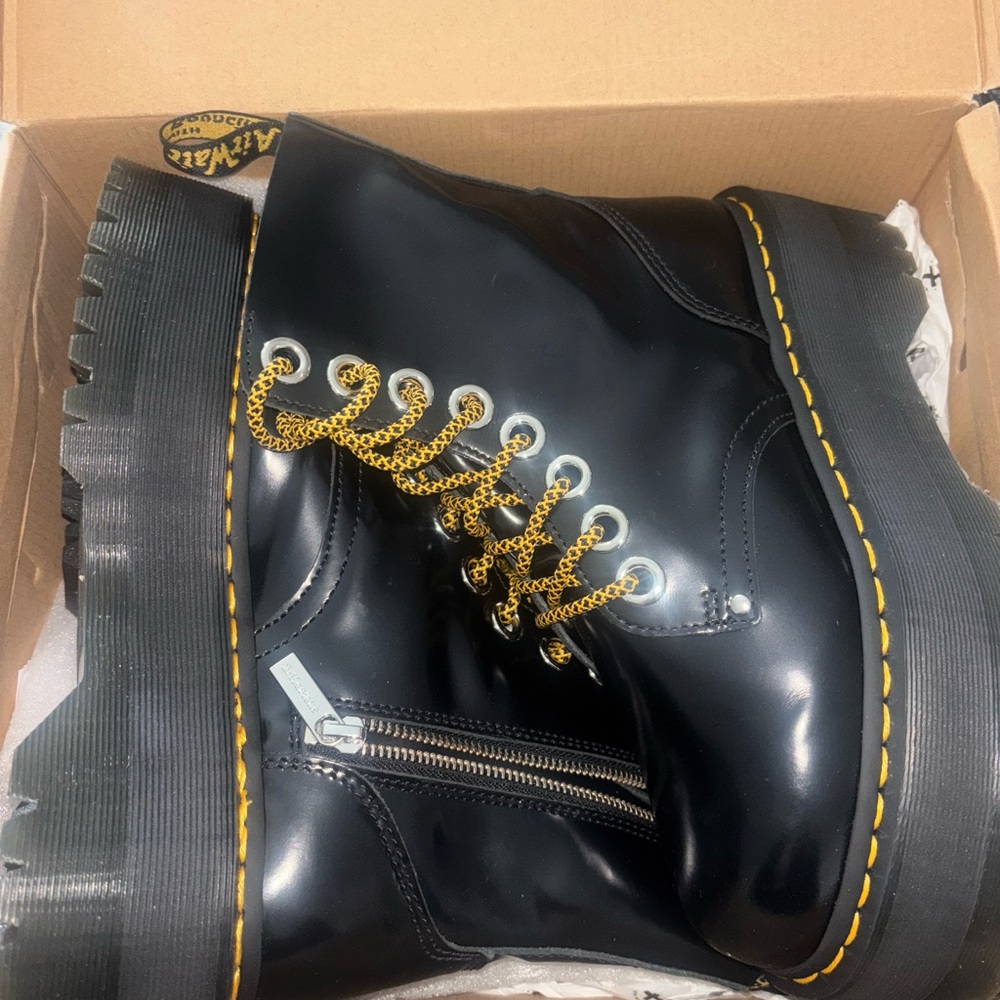 Dr. Martens Black Boots with Yellow Laces